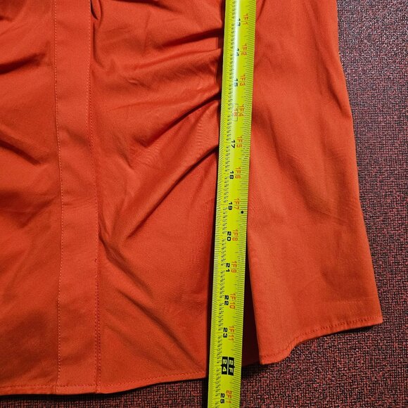 Lafayette 148 NY Orange Ruched Button Up Shirt 12 Structured Stretch Office - Picture 8 of 11